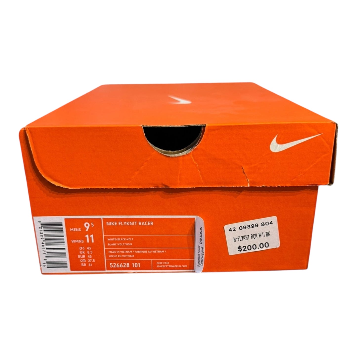 Nike Flyknit Racer Oreo Size 9.5 (526628 101)