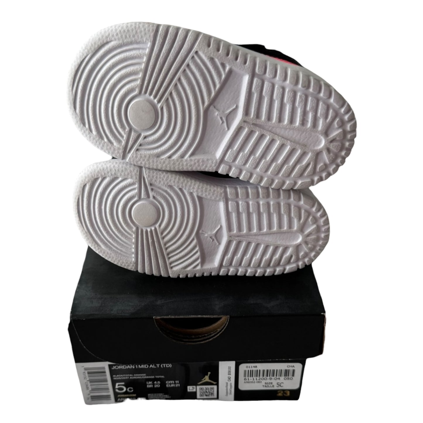 Infant Jordan 1 Mid Alt Black Total Orange Size 5C (AR6352 083)