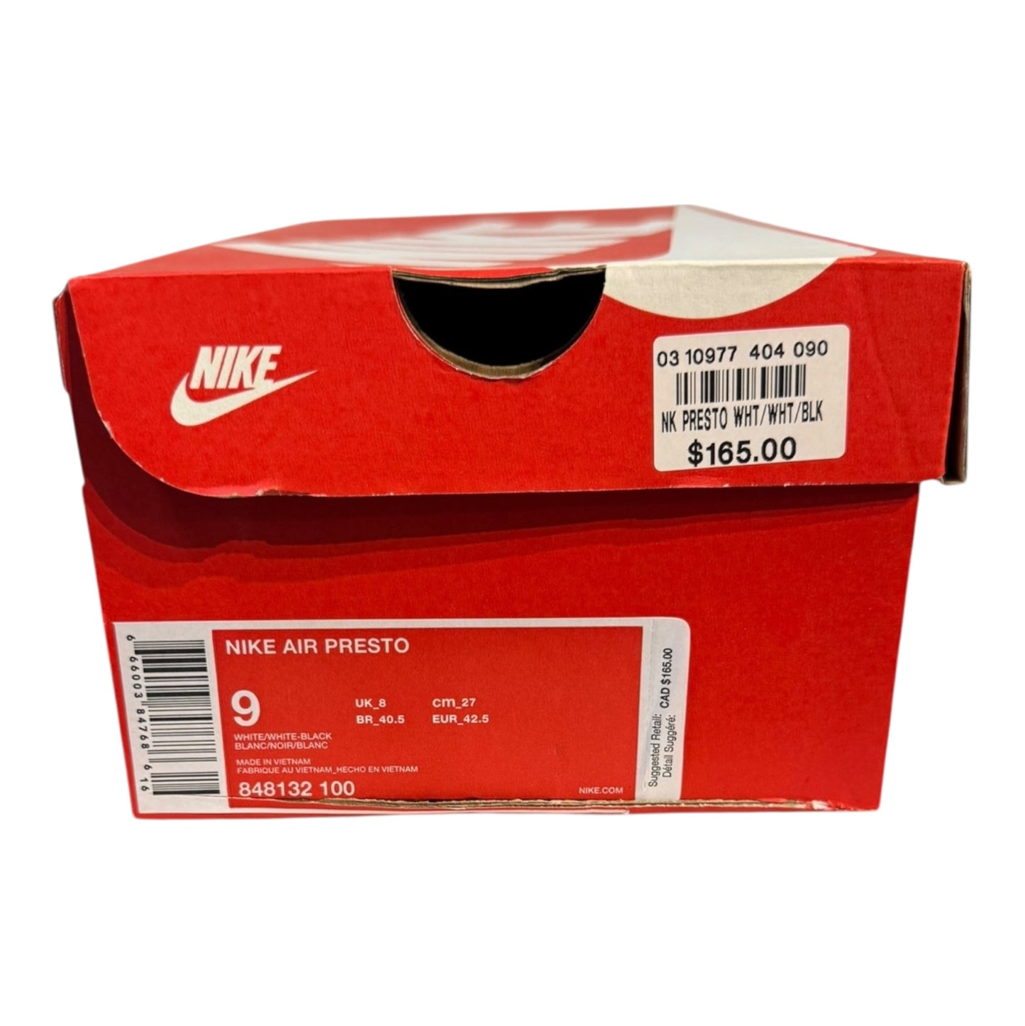 Nike Presto Triple White Size 9 (848132 100)