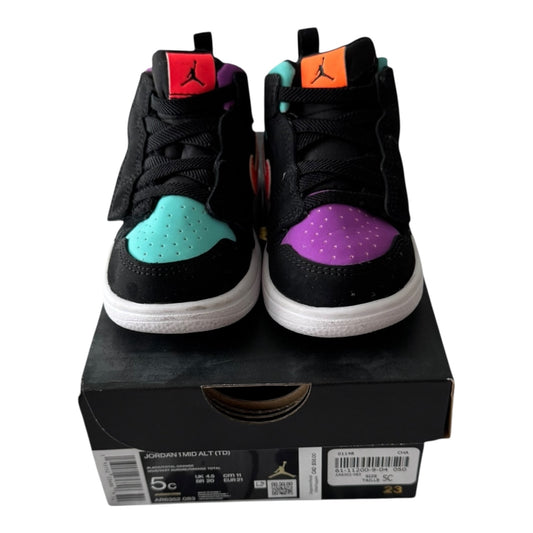 Infant Jordan 1 Mid Alt Black Total Orange Size 5C (AR6352 083)