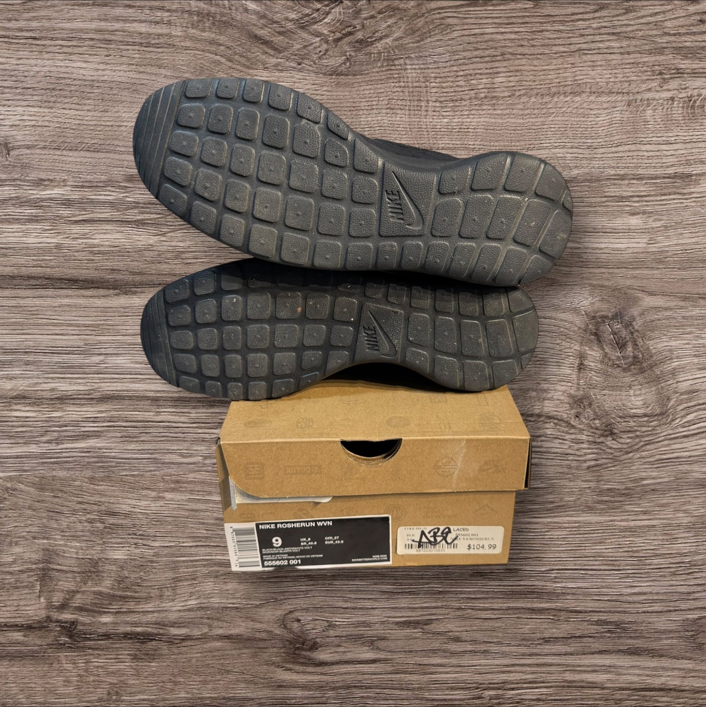 Nike Rosherun Wvn Black Size 9 (555602 001)