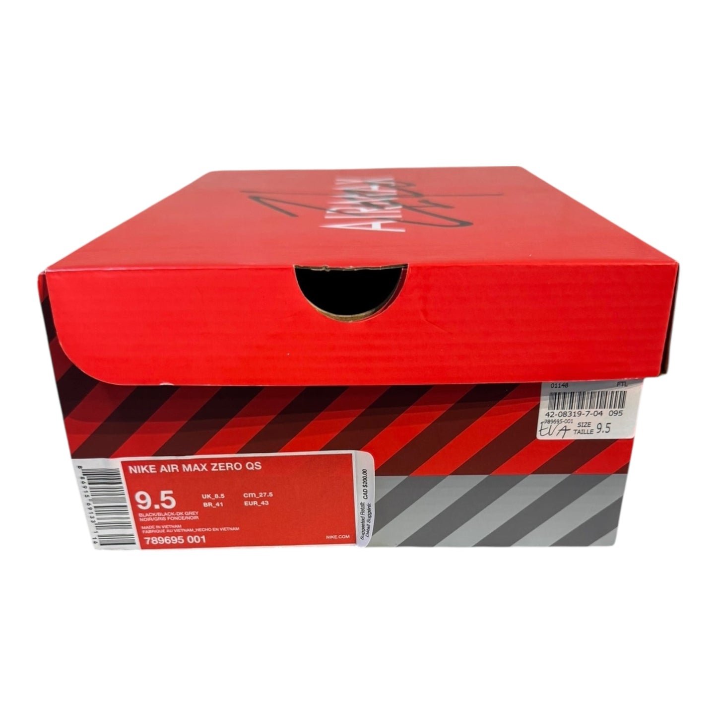 DS Nike Air Max Zero Black Grey Size 9.5 (789695 001)