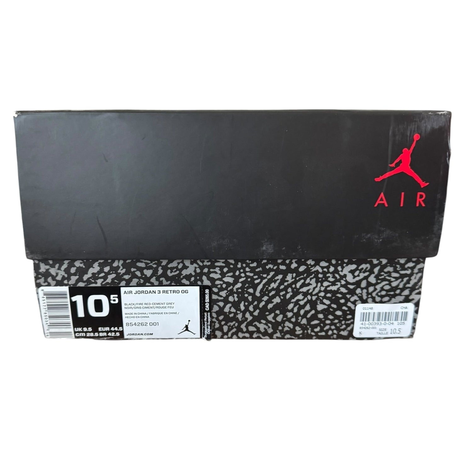 Jordan 3 Black Cement (2018) Size 10.5 (854262 001)