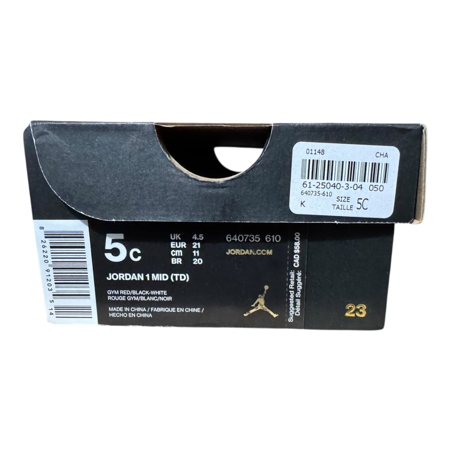 DS Infant Jordan 1 Mid Bred Size 5C (640735 610)