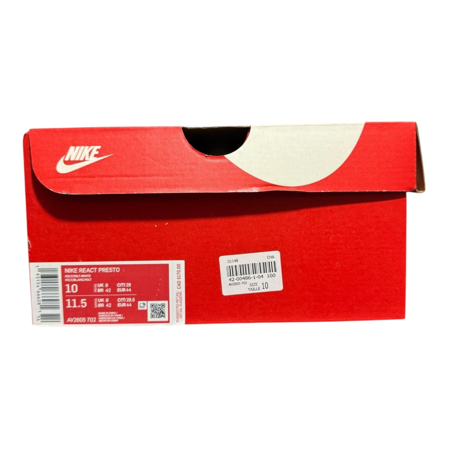 Nike React Presto Volt Size 10 (AV2605 702)