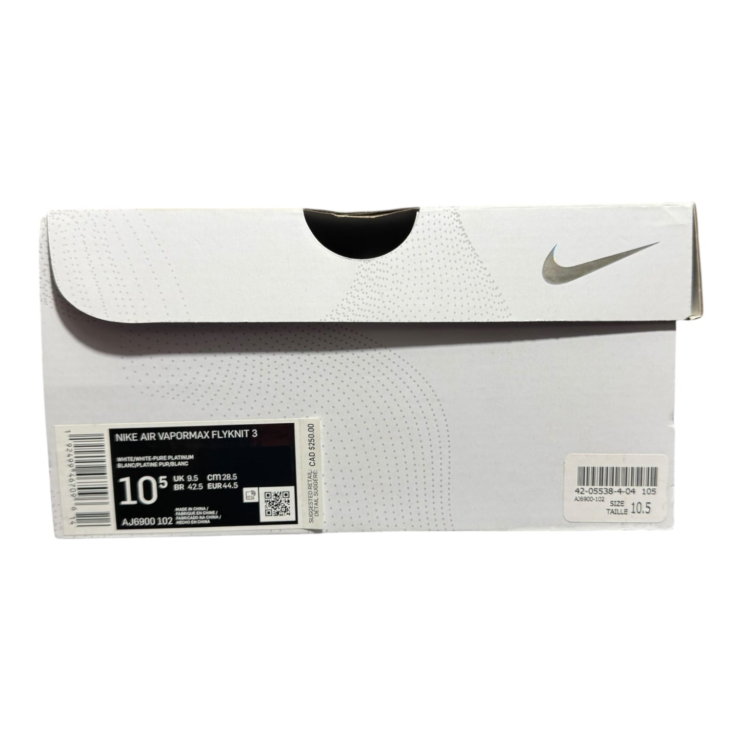 Nike Vapormax Flyknit 3 Platinum Size 10.5 (AJ6900 102)