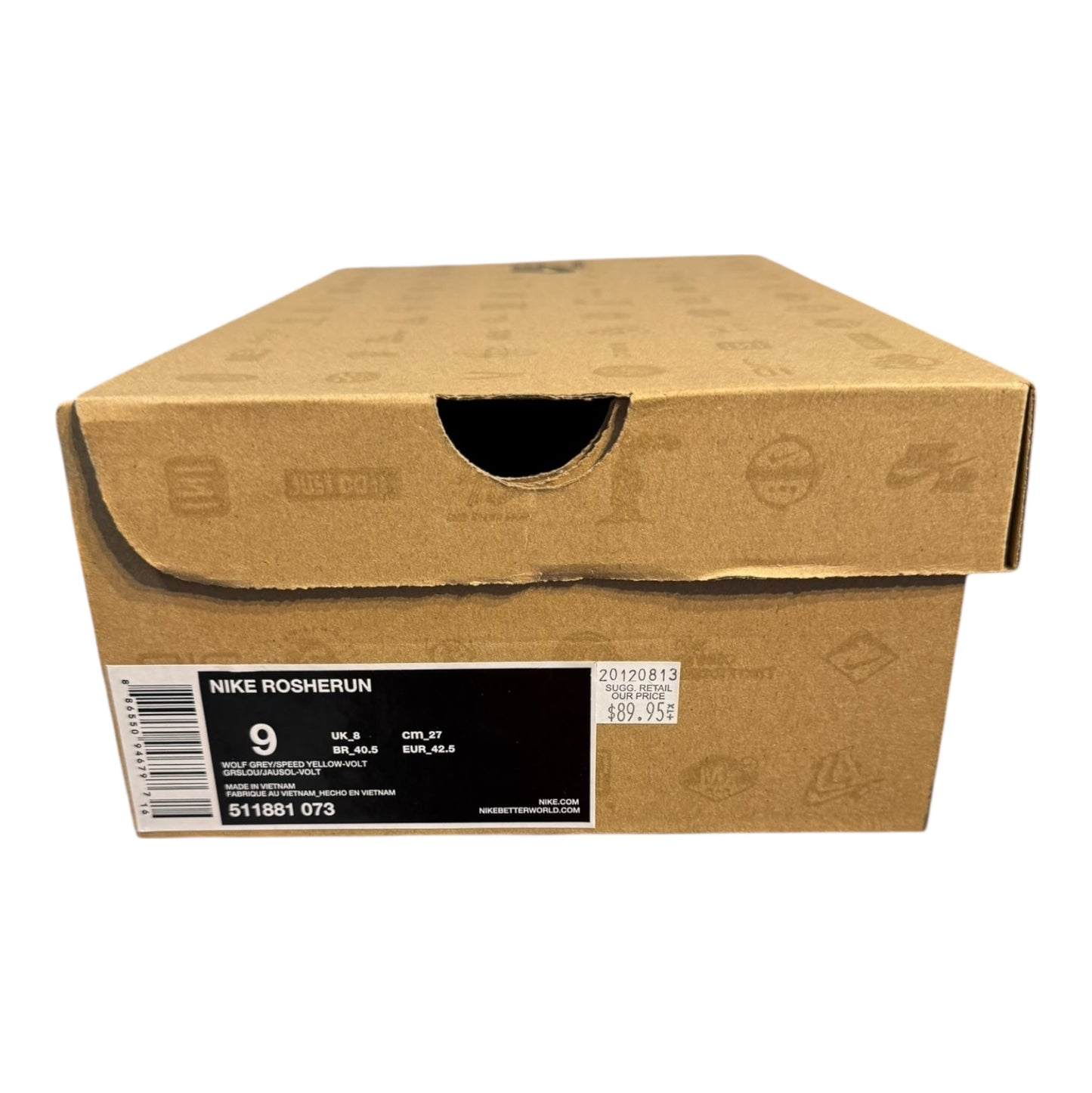 Nike Rosherun Grey Volt Size 9 (511881 073)