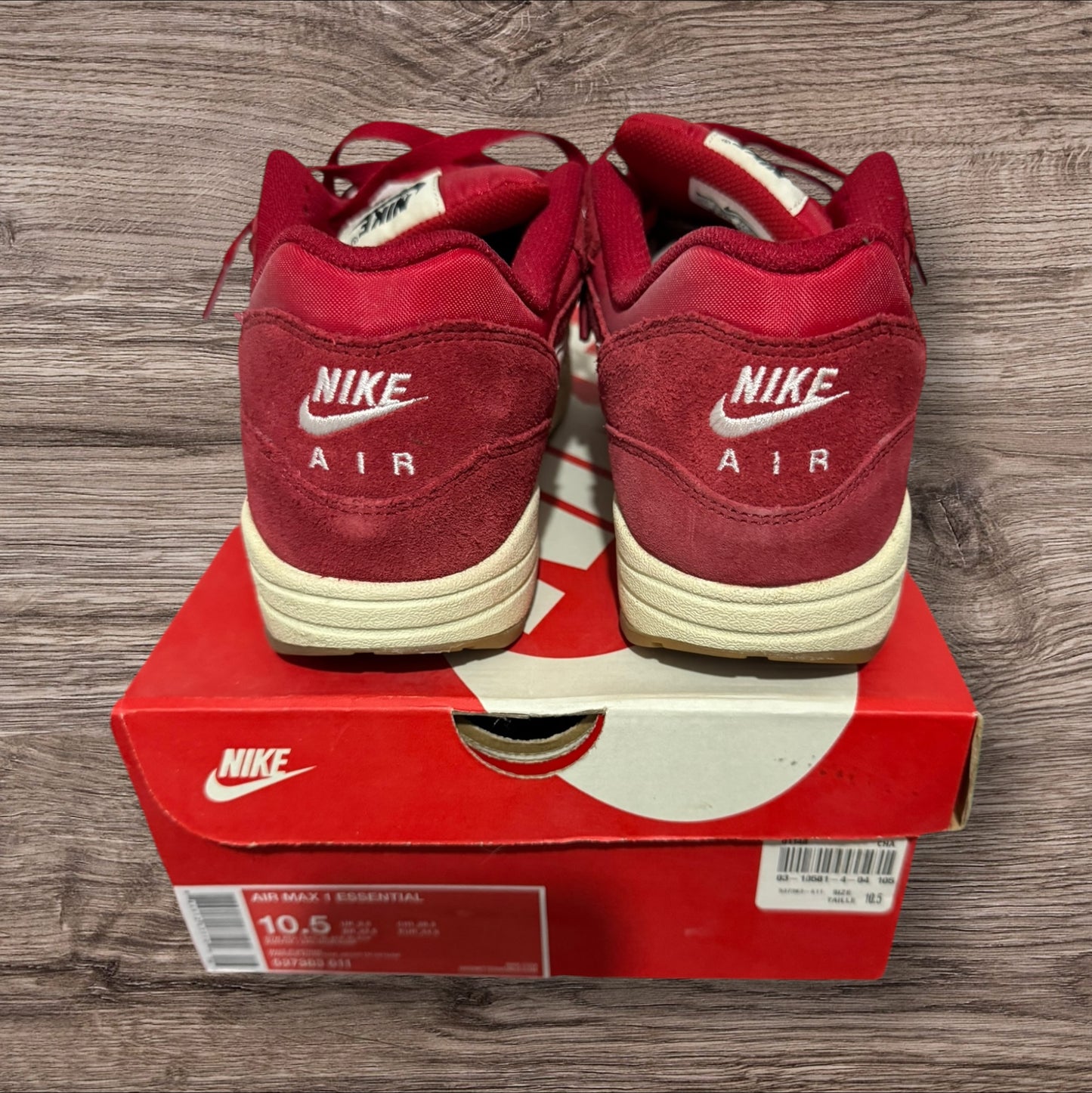 Air Max 1 Gym Red Sail Size 10.5 (537383 611)