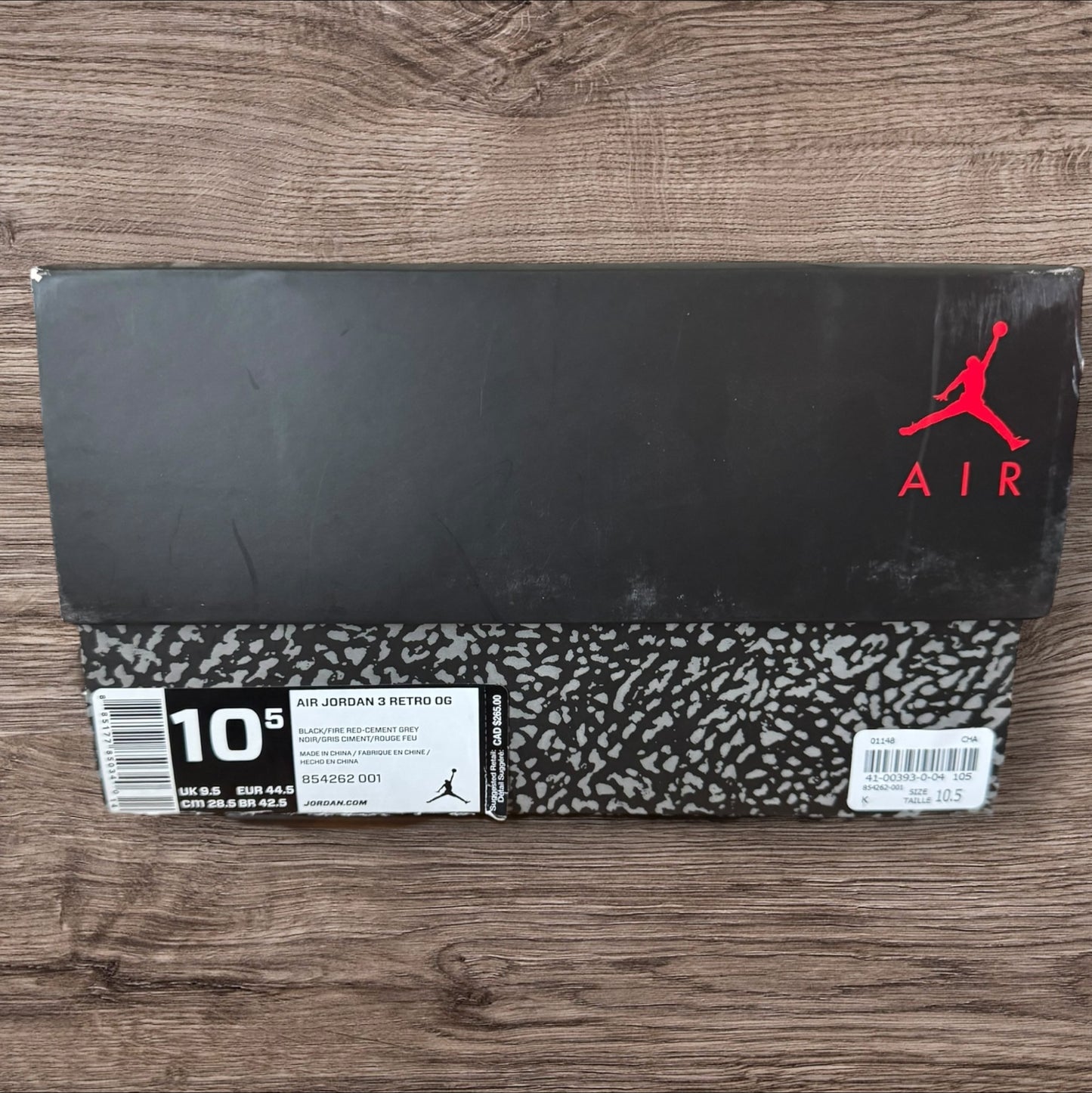 Jordan 3 Black Cement (2018) Size 10.5 (854262 001)