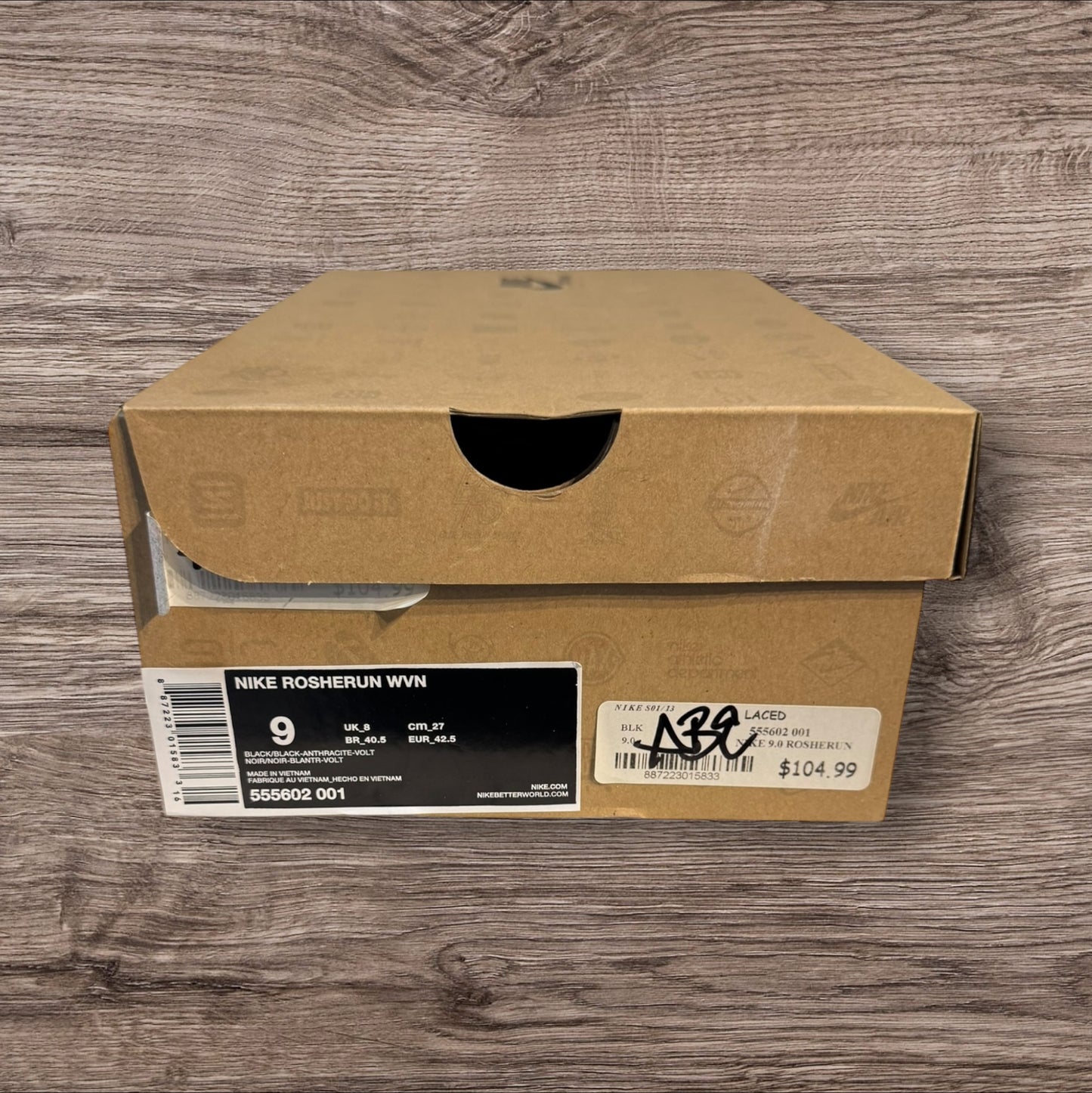 Nike Rosherun Wvn Black Size 9 (555602 001)