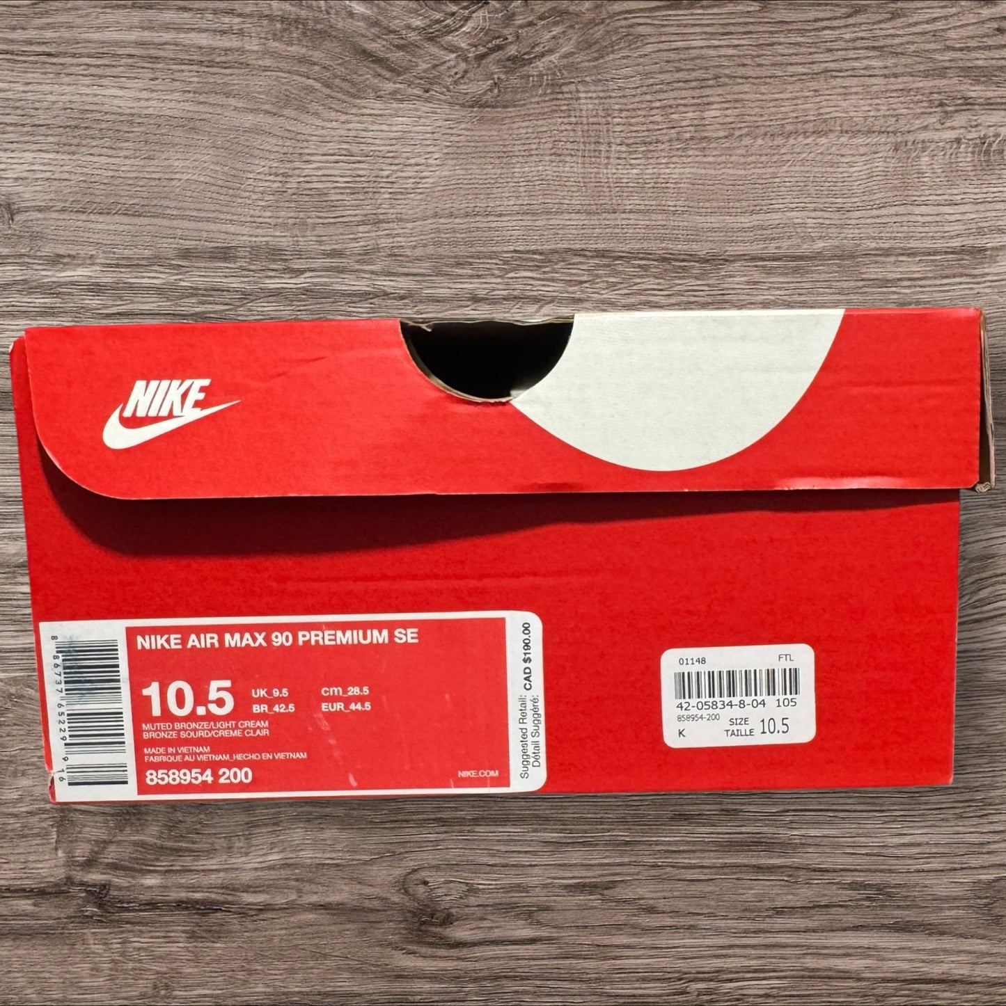 Nike Air Max 90 Muted Bronze Size 10.5 (858954 200)