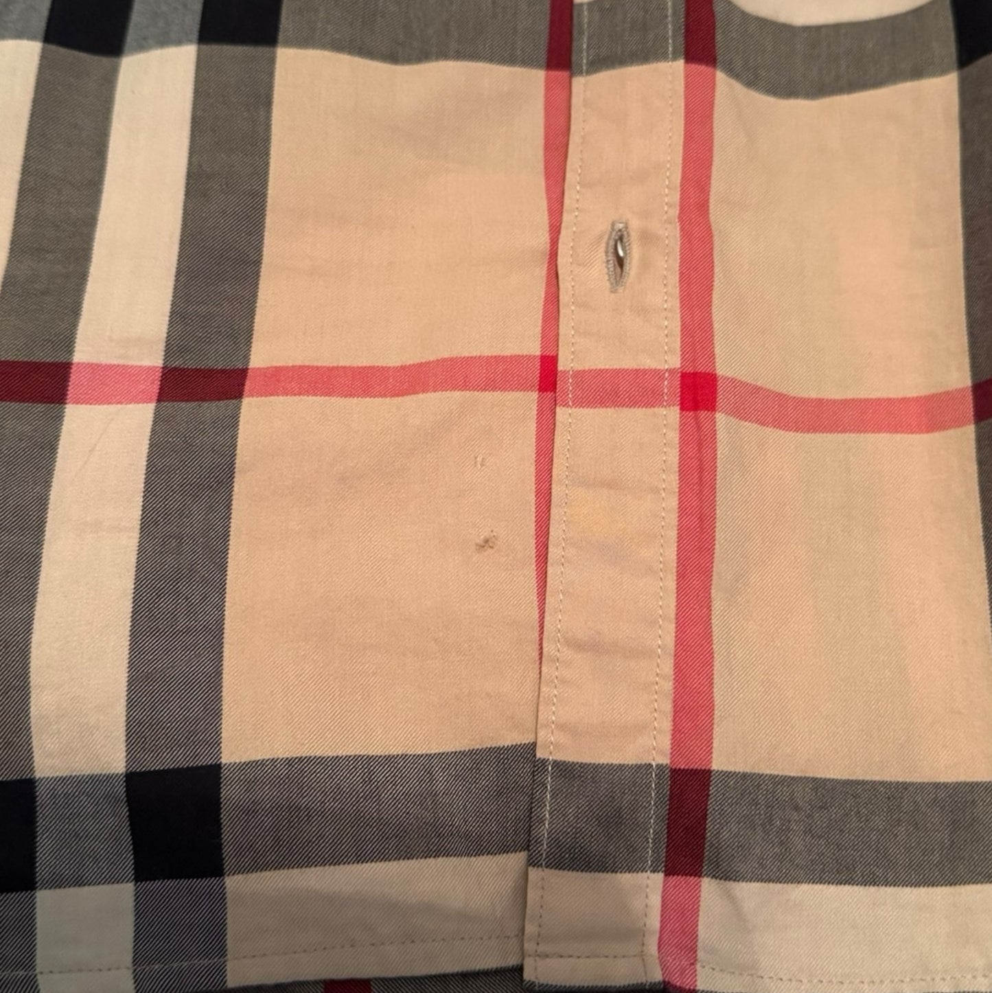 Burberry Long Sleeve Button Up (small hole on the bottom)