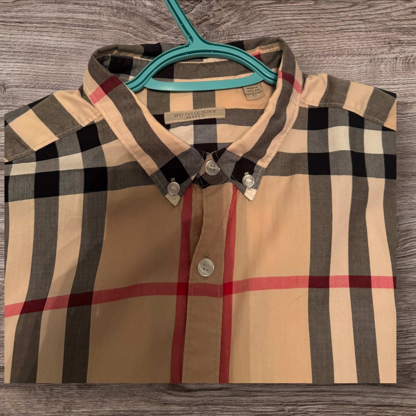 Burberry Long Sleeve Button Up (small hole on the bottom)