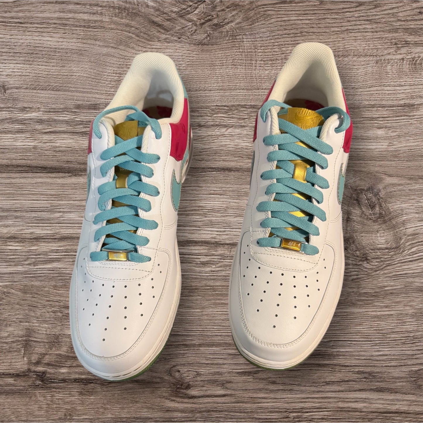 DS Air Force 1 Low Pink Hawaiian Gold Size 13 (Box Damage 315122 141)