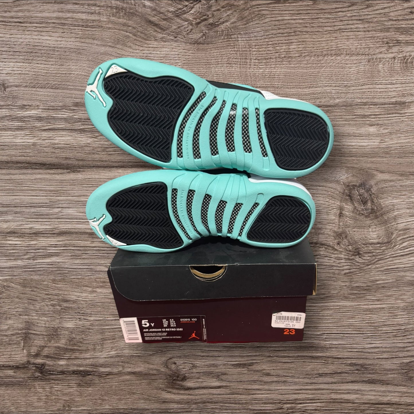 DS GS Jordan 12 Light Aqua Size 5Y (510815 100)