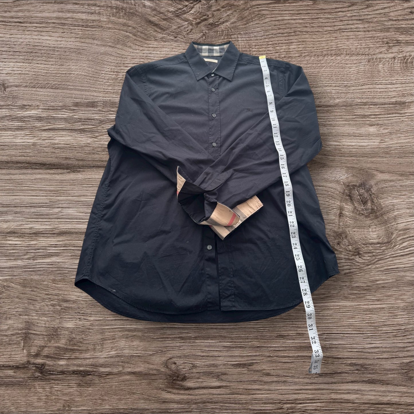 Black Burberry Long Sleeve Button Up Shirt