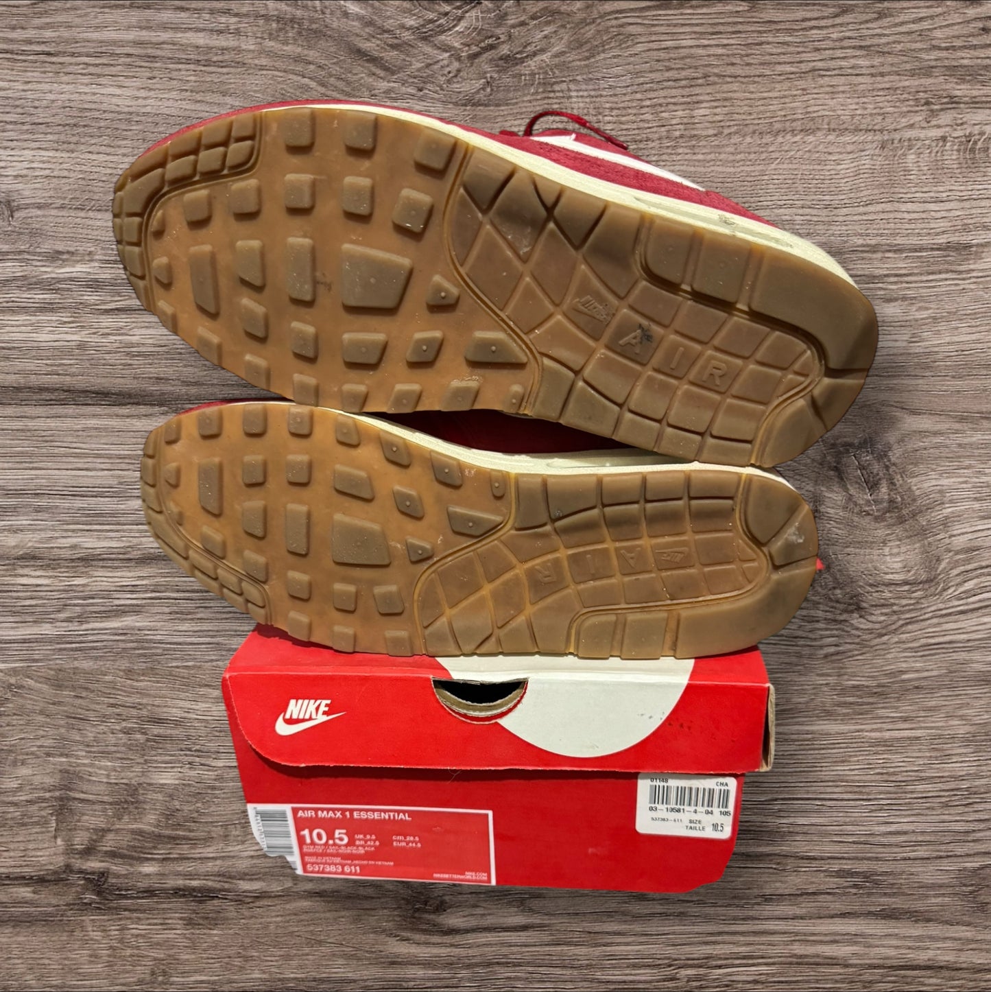 Air Max 1 Gym Red Sail Size 10.5 (537383 611)