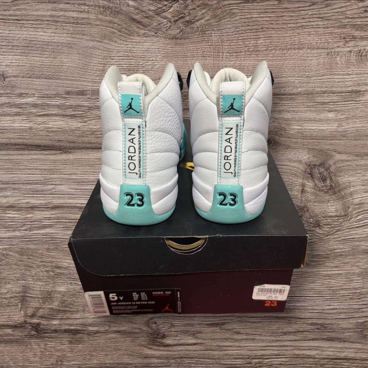 DS GS Jordan 12 Light Aqua Size 5Y (510815 100)