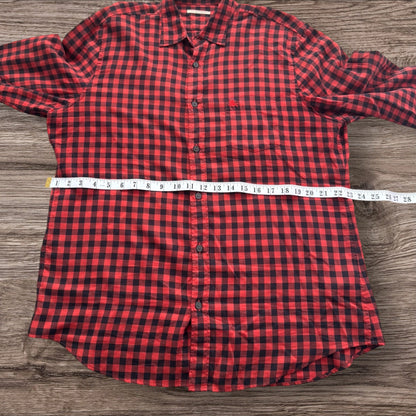Red Burberry Button Up Shirt