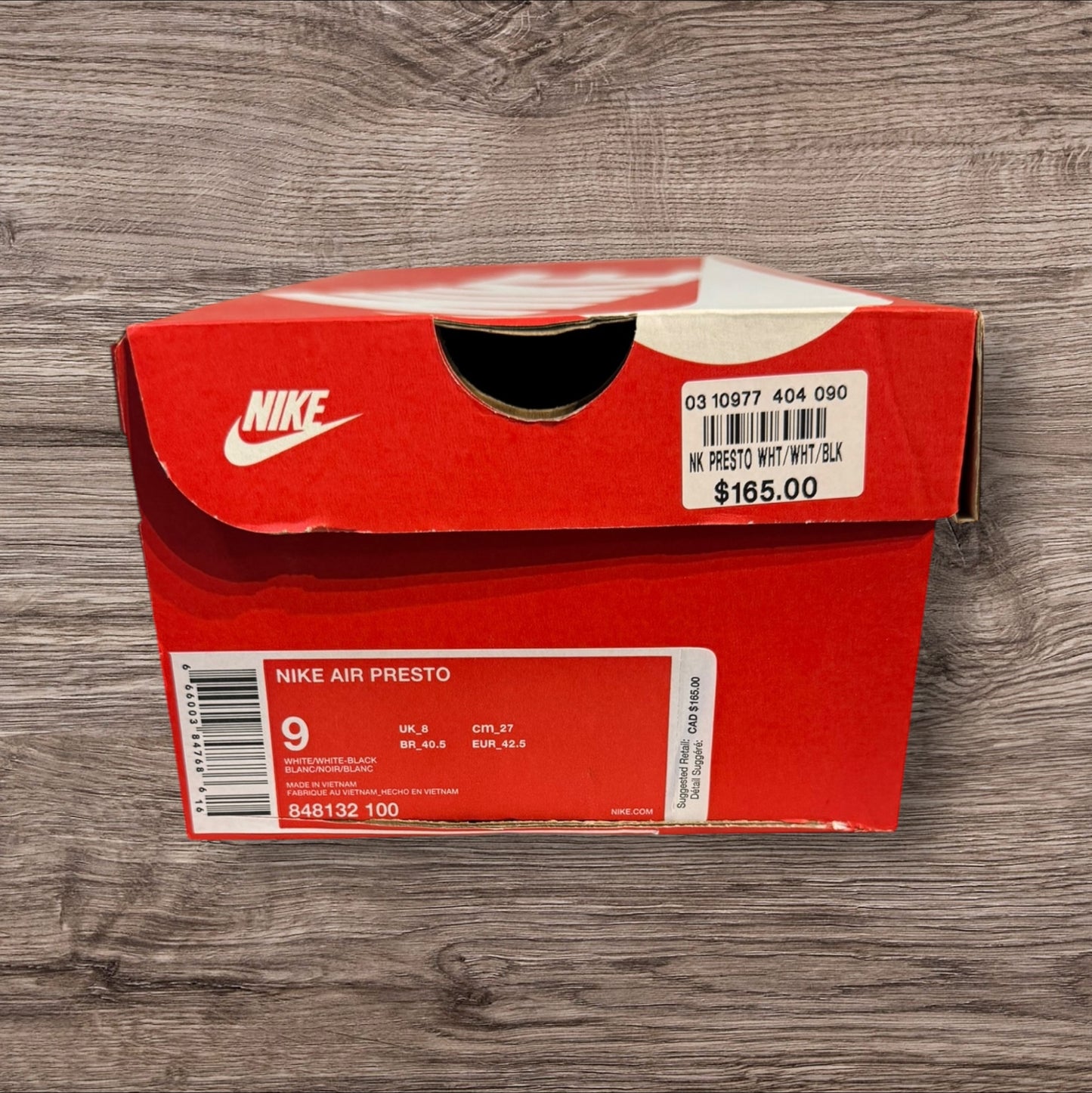 Nike Presto Triple White Size 9 (848132 100)