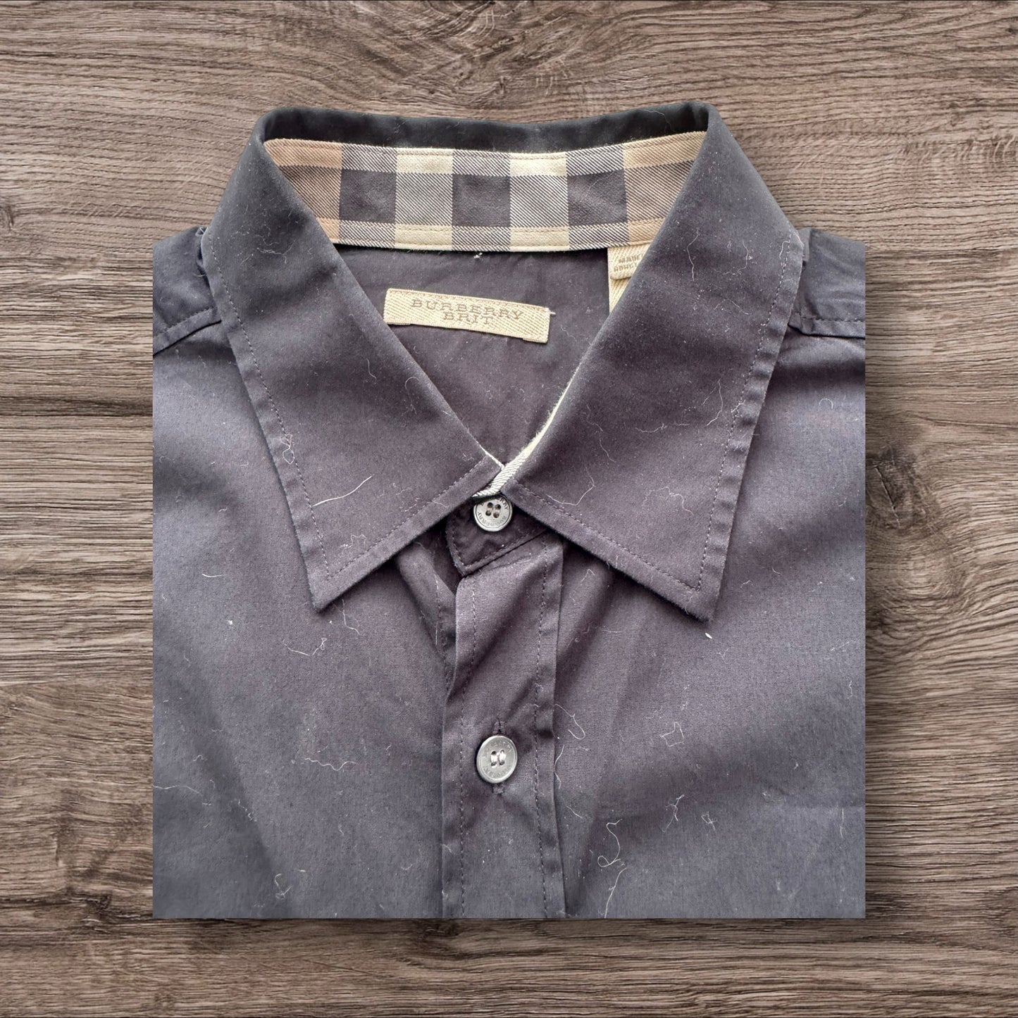 Black Burberry Long Sleeve Button Up Shirt
