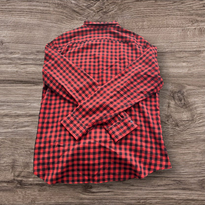 Red Burberry Button Up Shirt