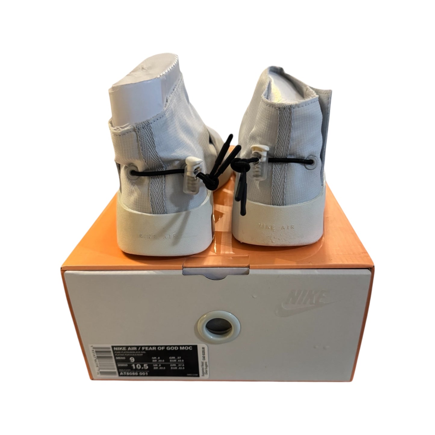 Nike Fear of God Moccasin Pure Platinum Size 9 (AT8086 001)
