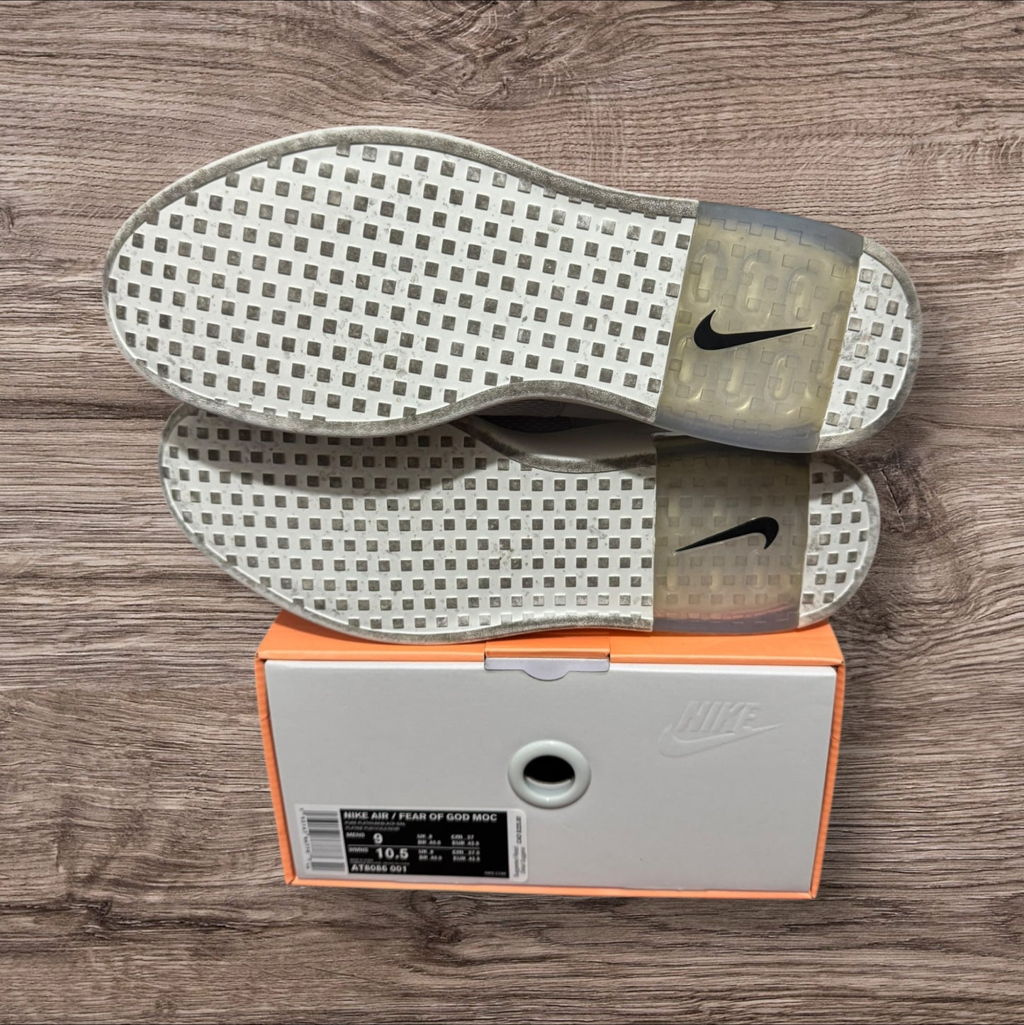 Nike Fear of God Moccasin Pure Platinum Size 9 (AT8086 001)