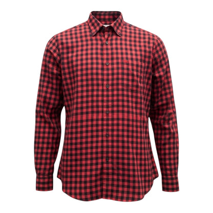 Red Burberry Button Up Shirt
