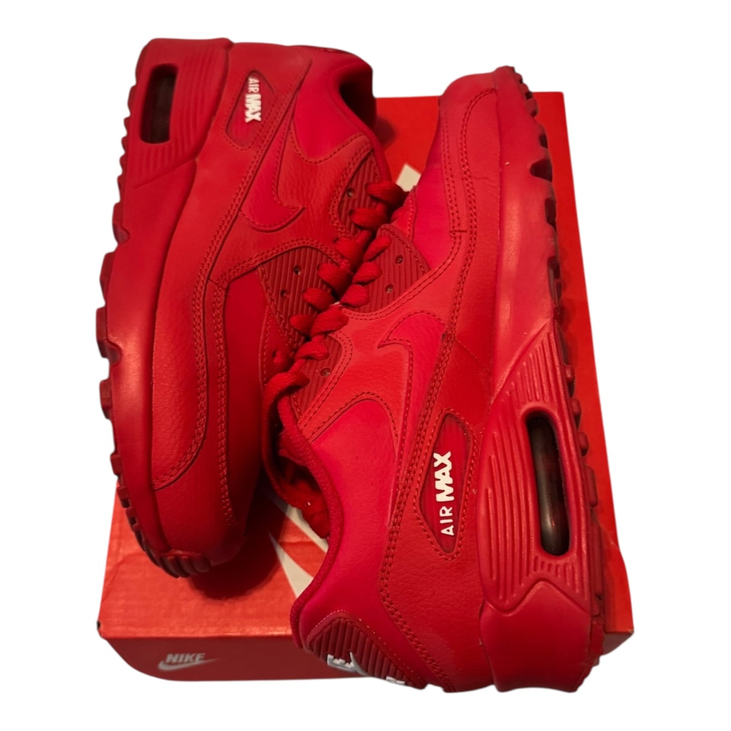 GS Nike Air Max 90 Triple Red Size 5Y (833412 606)