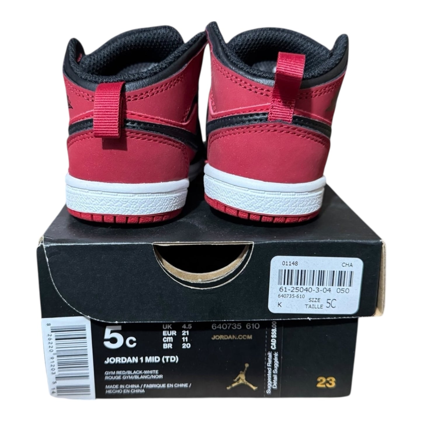 DS Infant Jordan 1 Mid Bred Size 5C (640735 610)