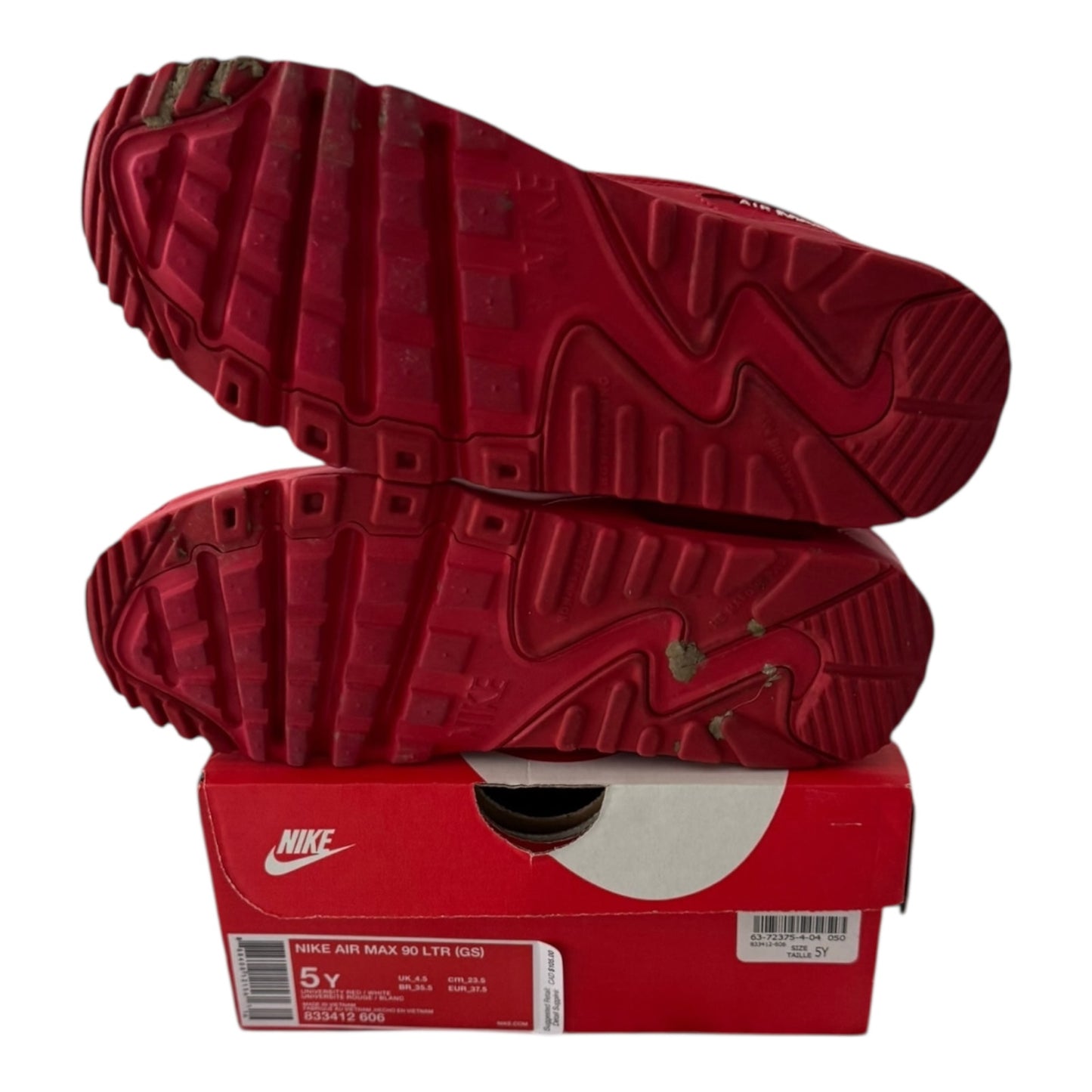GS Nike Air Max 90 Triple Red Size 5Y (833412 606)