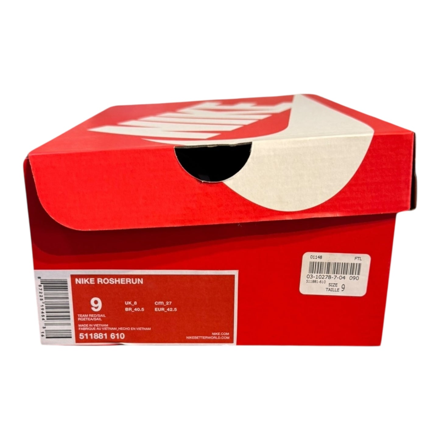 DS Nike Rosherun Burgundy Size 9 (511881 610)