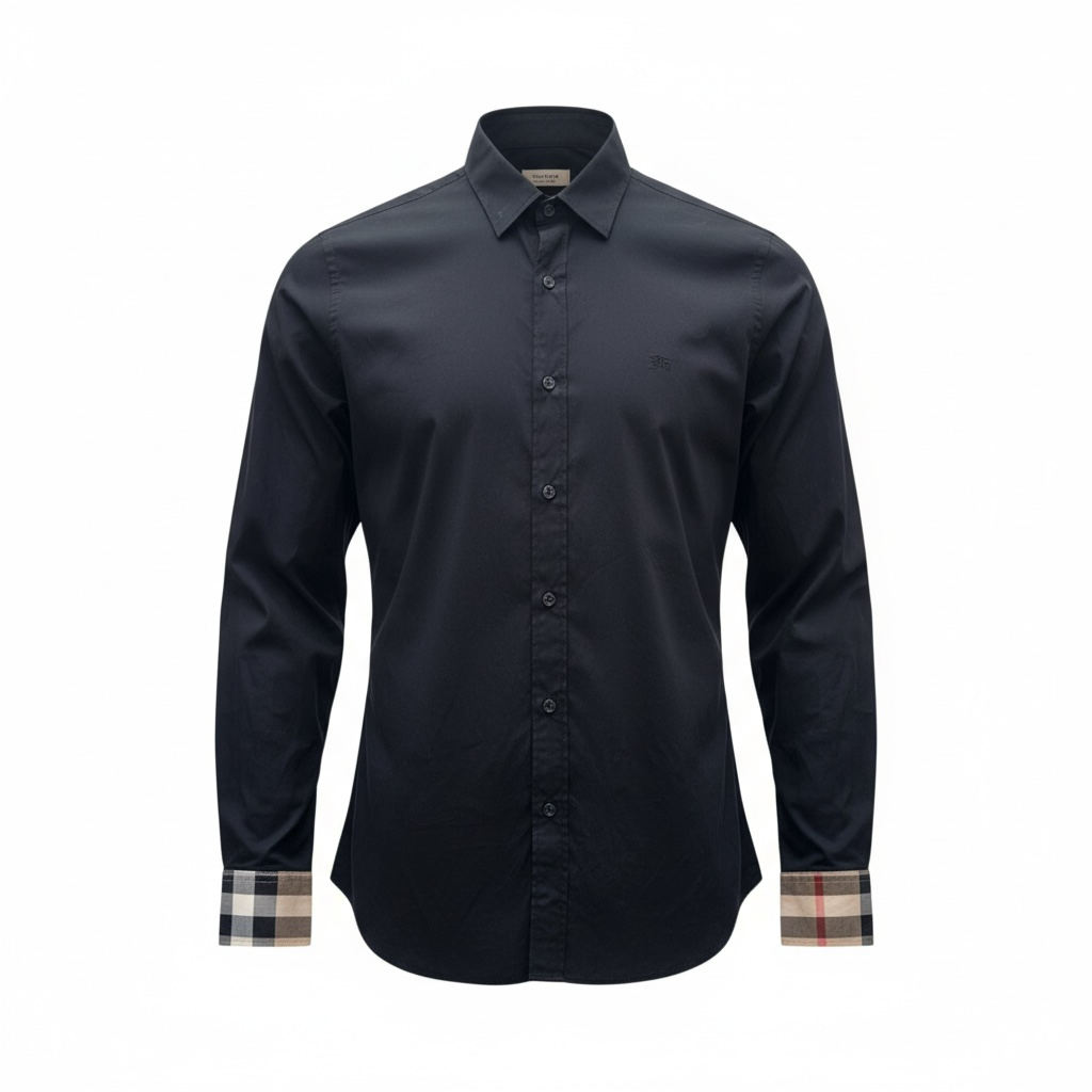 Black Burberry Long Sleeve Button Up Shirt