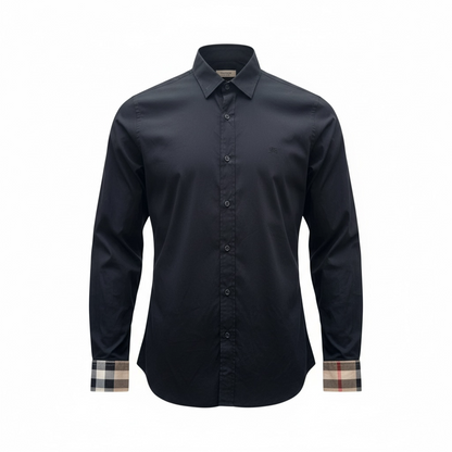 Black Burberry Long Sleeve Button Up Shirt