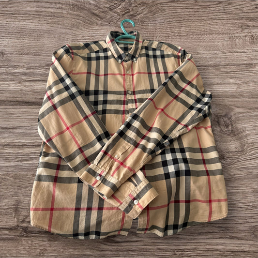 Burberry Long Sleeve Button Up (small hole on the bottom)