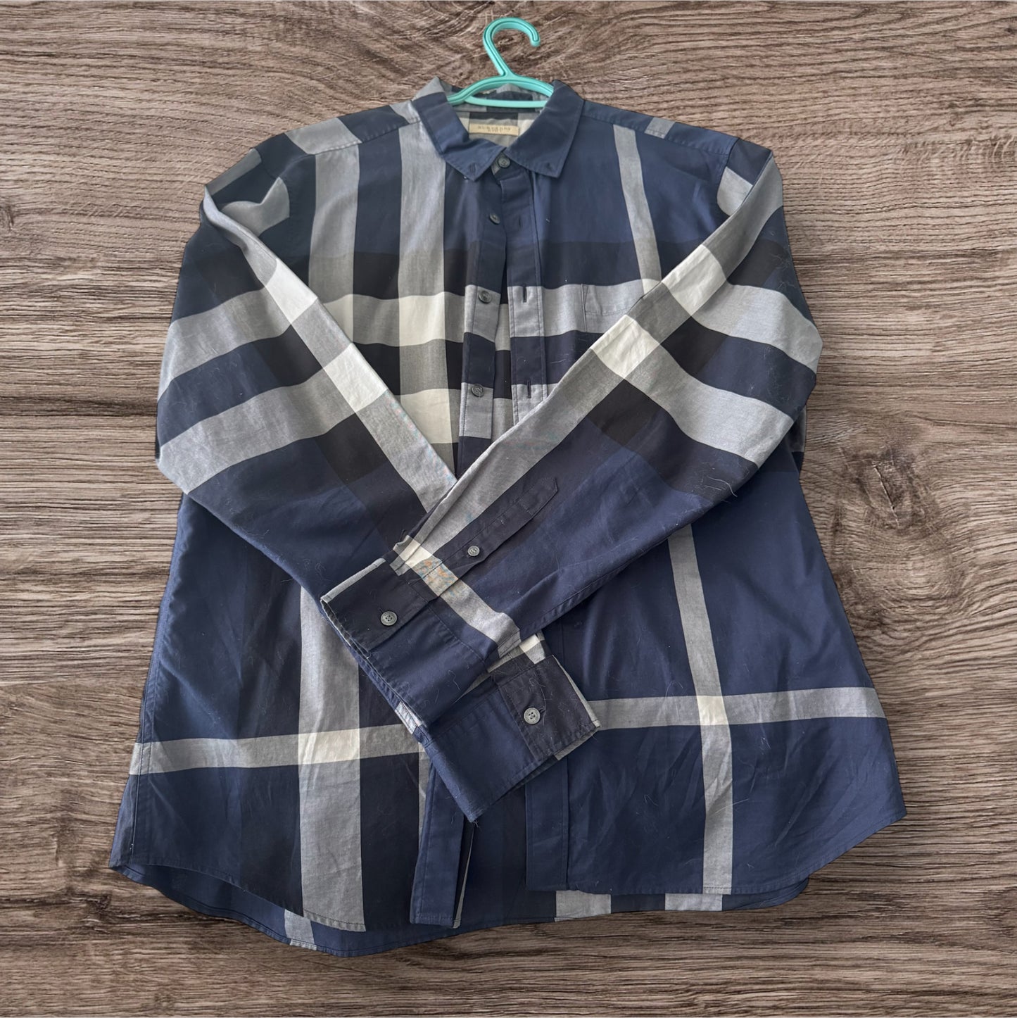Navy Burberry Button Up