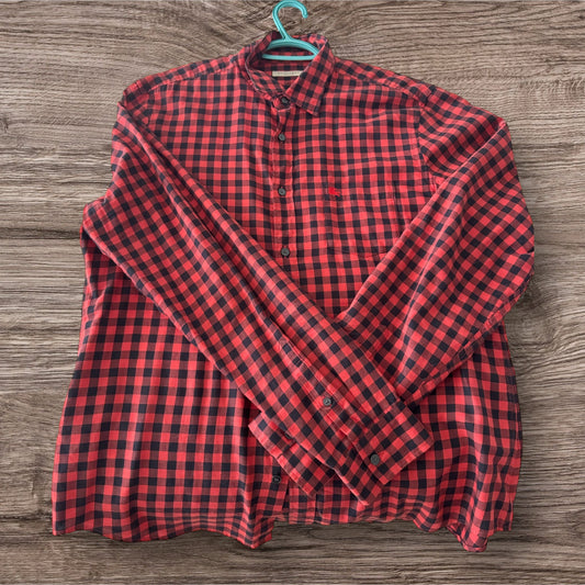 Red Burberry Button Up Shirt