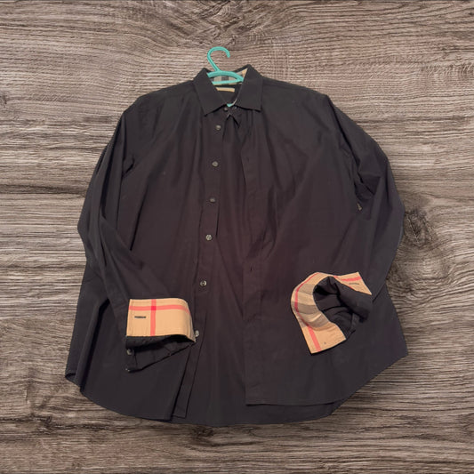 Black Burberry Long Sleeve Button Up Shirt