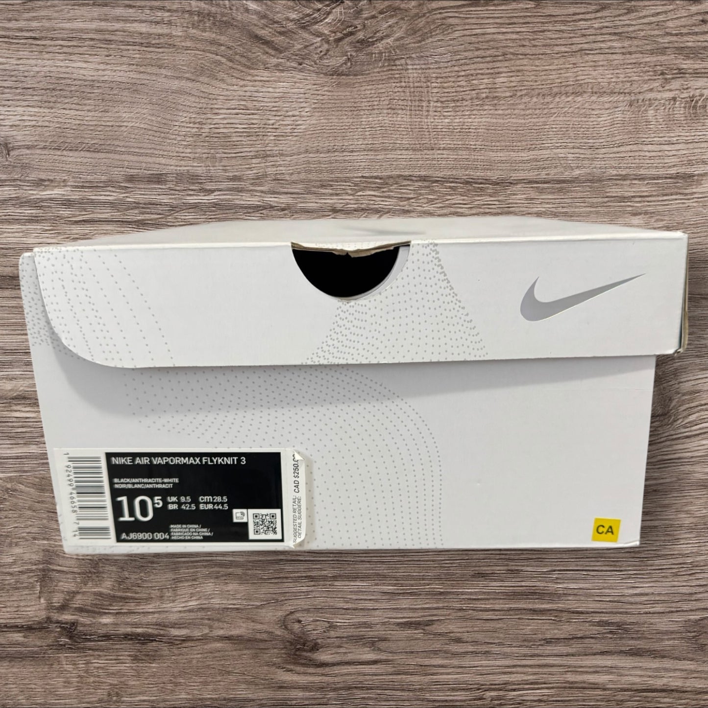 Nike Vapormax Flyknit Triple Black Size 10.5 (AJ6900 004)