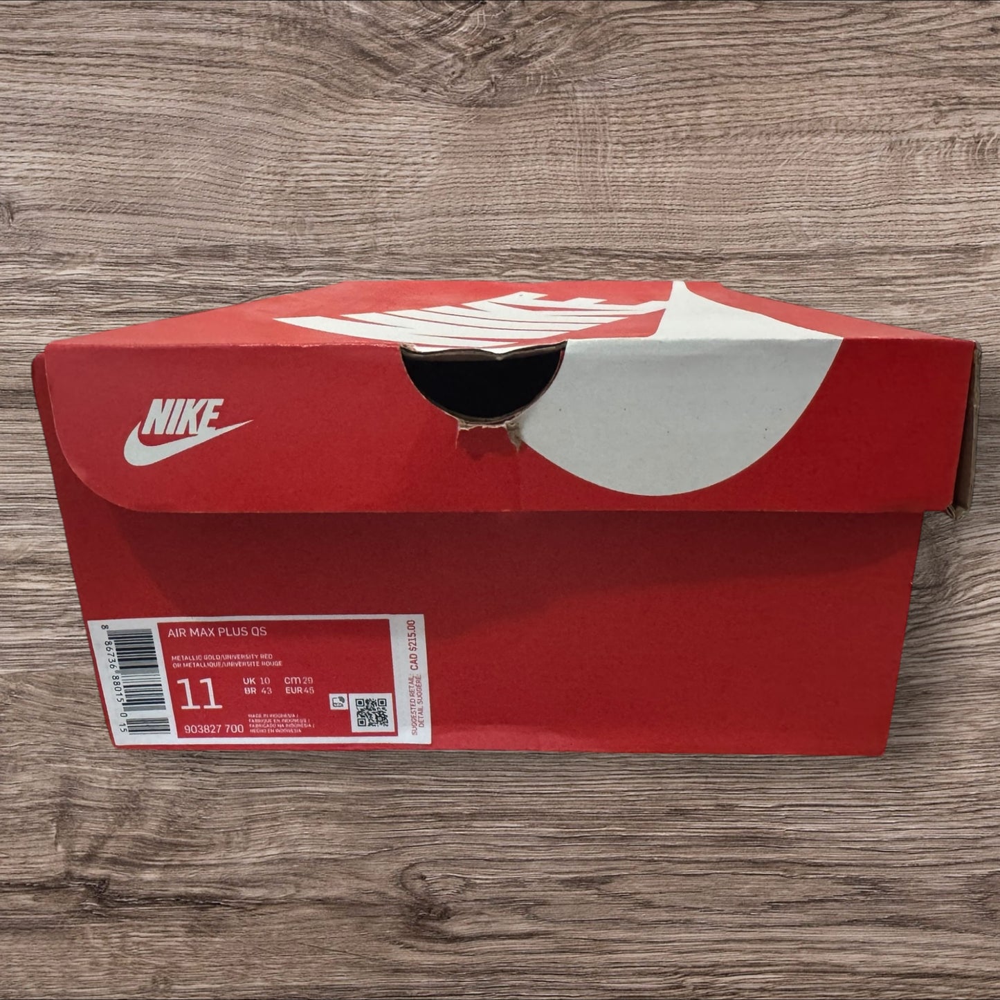 Nike Air Max Plus QS Metallic Gold Size 11 (903827 700)
