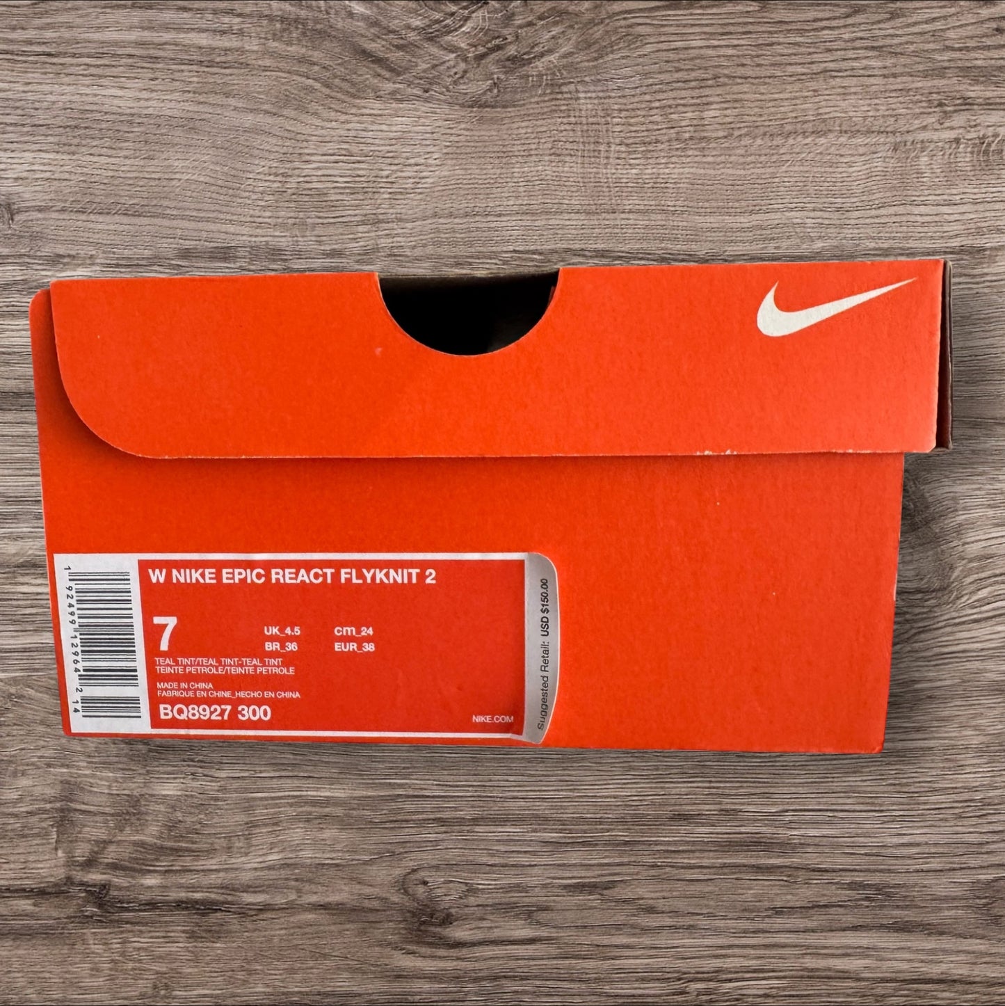 Woman Nike React Flyknit 2 Size 7 (BQ8927 300)