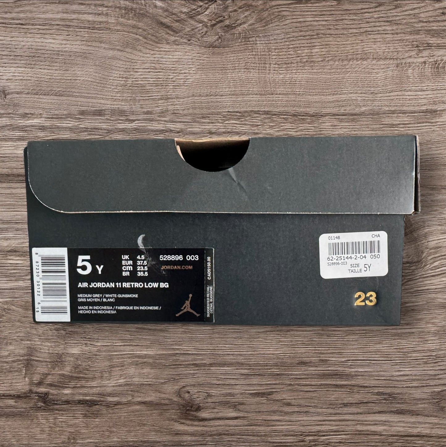 GS Jordan 11 Low Cool Grey Size 5Y (528896 003)