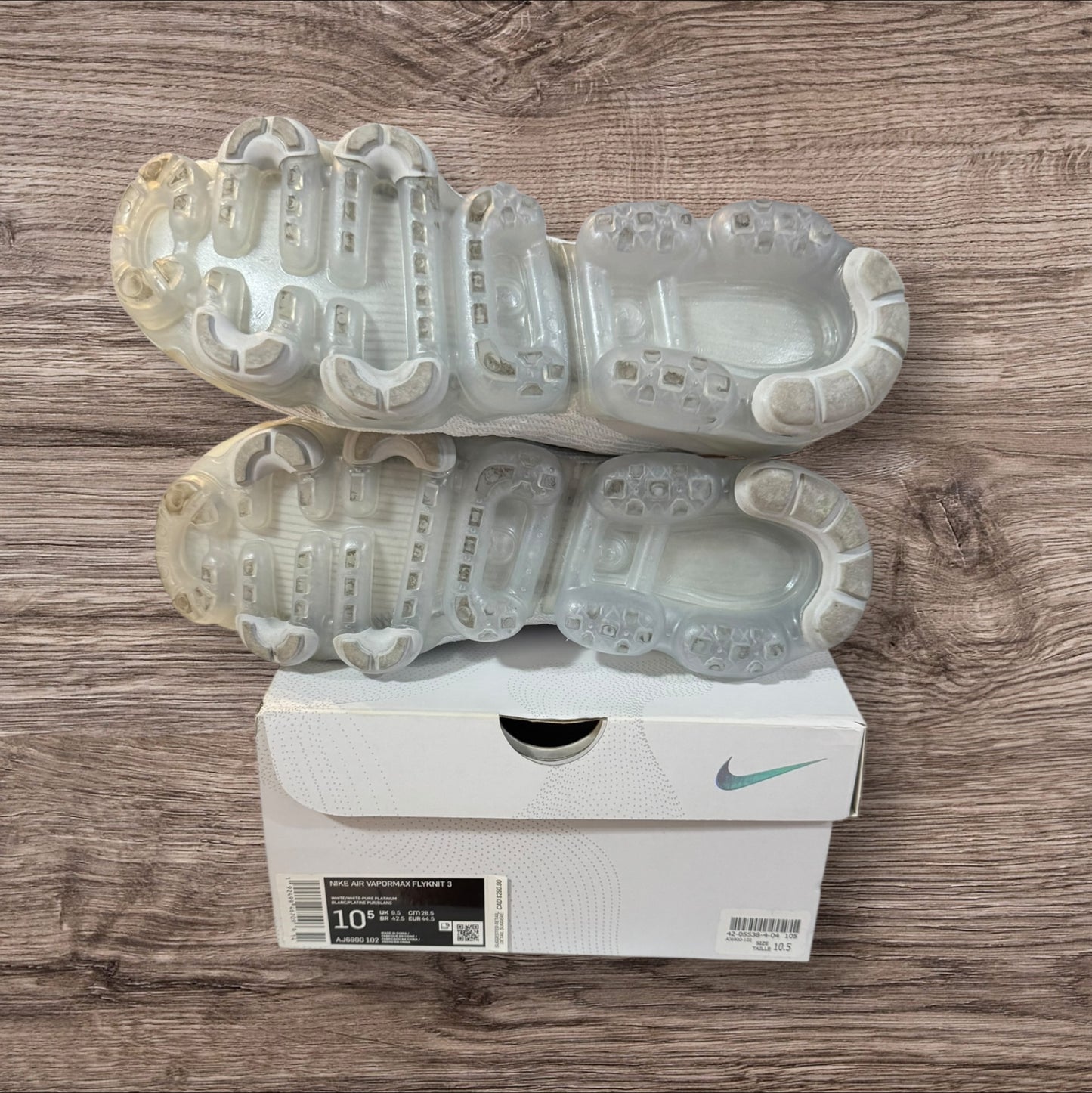 Nike Vapormax Flyknit 3 Platinum Size 10.5 (AJ6900 102)