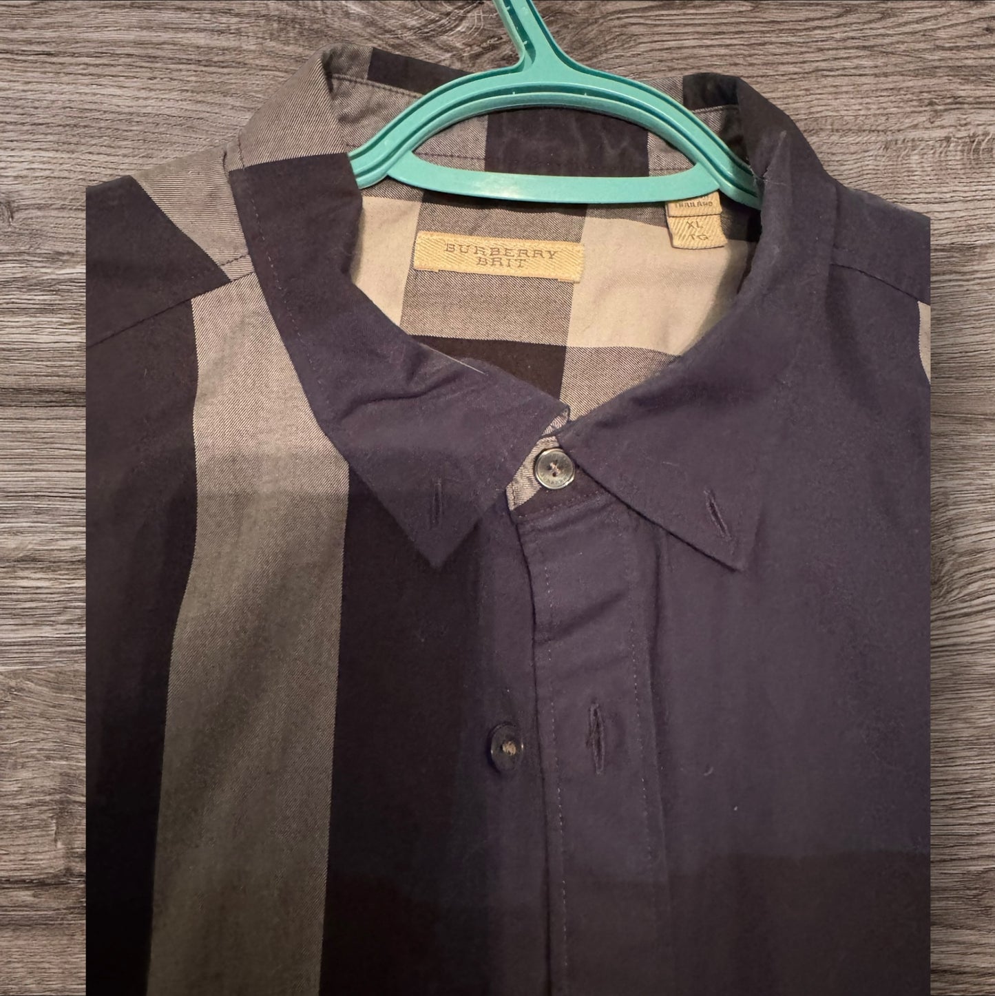 Navy Burberry Button Up