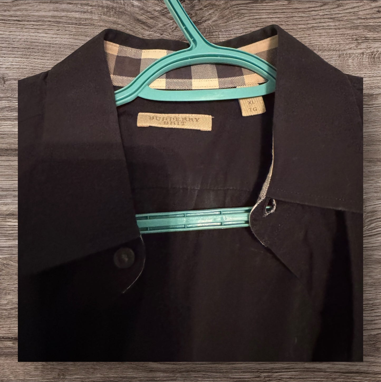 Black Burberry Long Sleeve Button Up Shirt