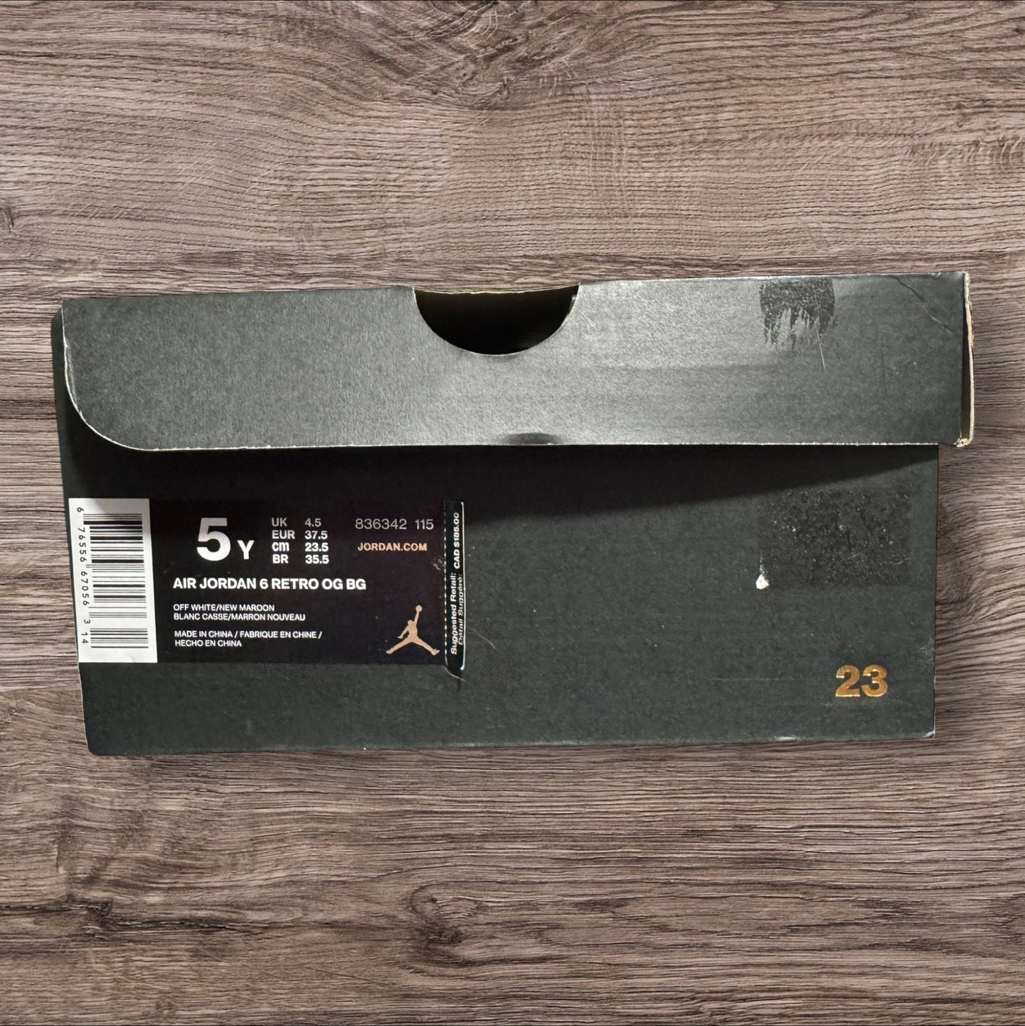 GS Jordan 6 Maroon Size 5Y (836342 115)