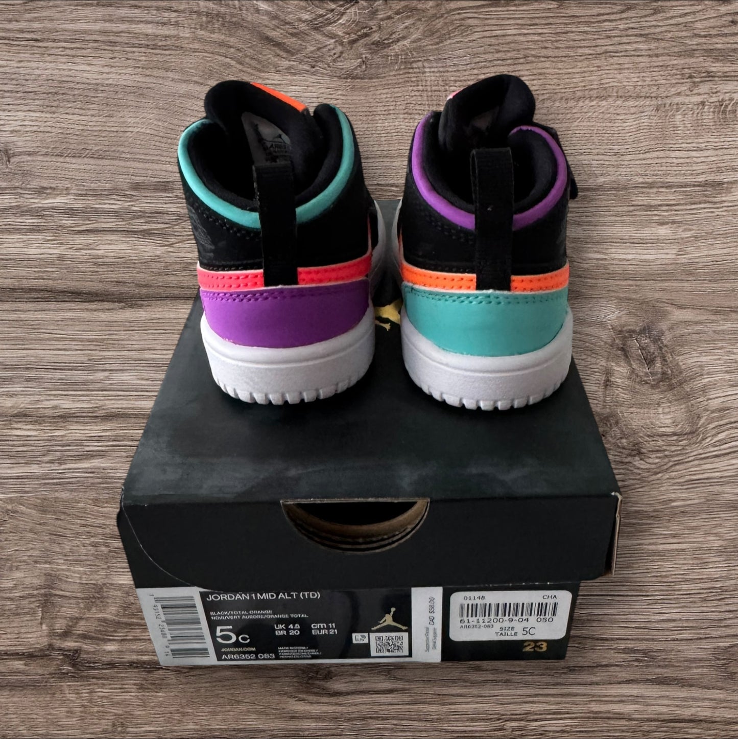 DS Infant Jordan 1 Mid Alt Black Total Orange Size 5C (AR6352 083)