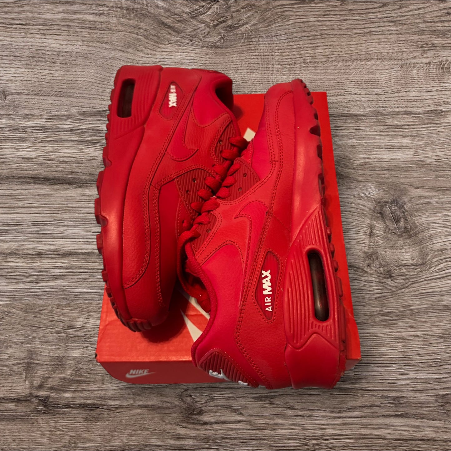 GS Nike Air Max 90 Triple Red Size 5Y (833412 606)