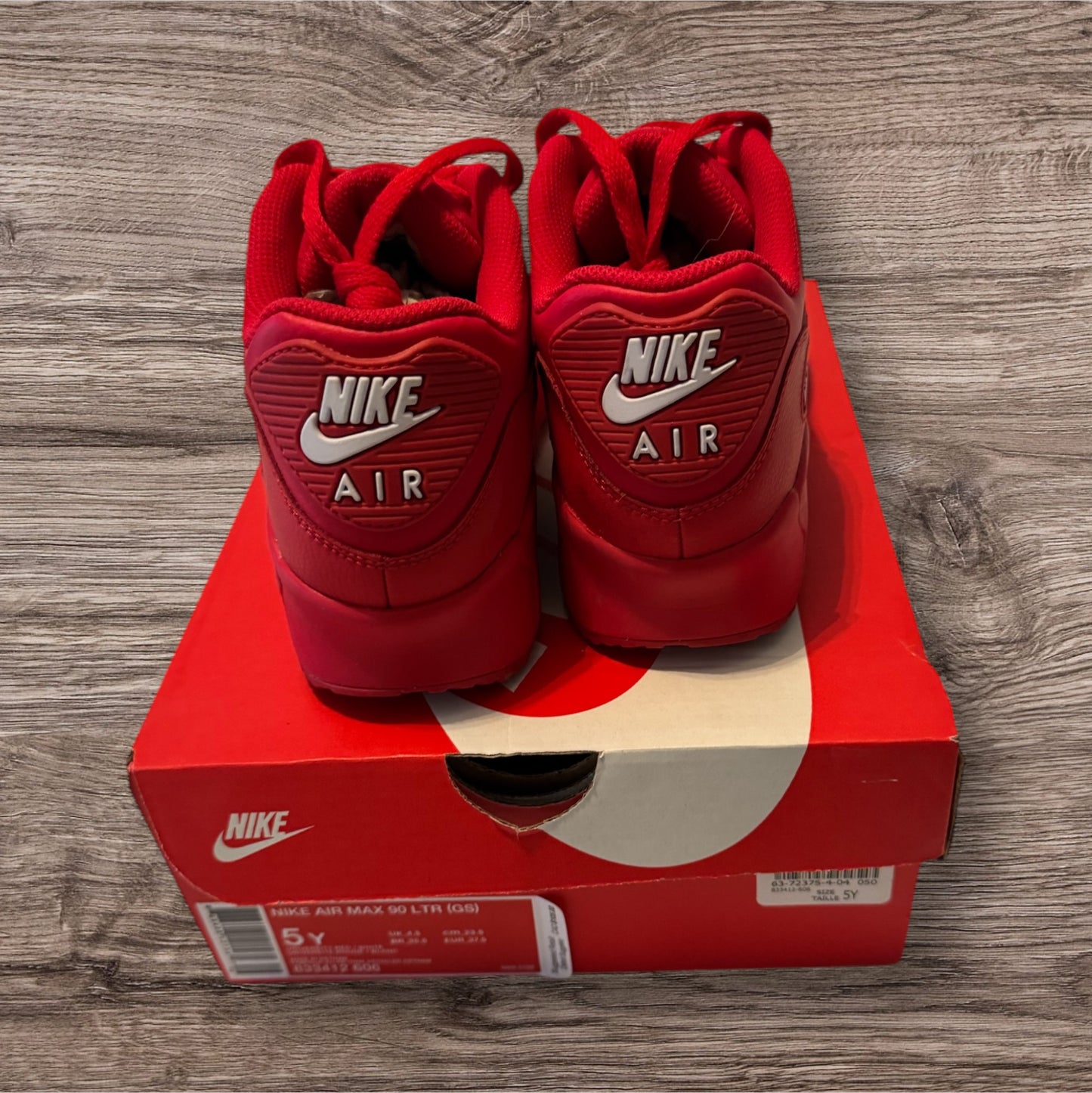 GS Nike Air Max 90 Triple Red Size 5Y (833412 606)